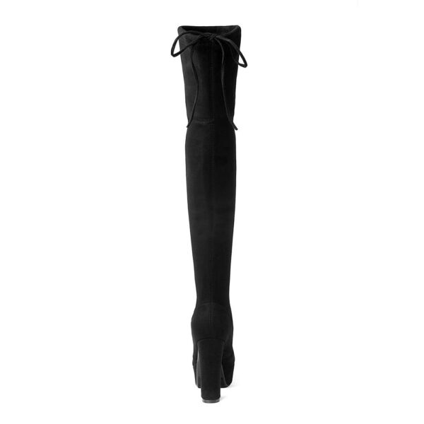 Women's suede stretch platform high heeled thigh high boots sexy tall boots for winter - Image 6