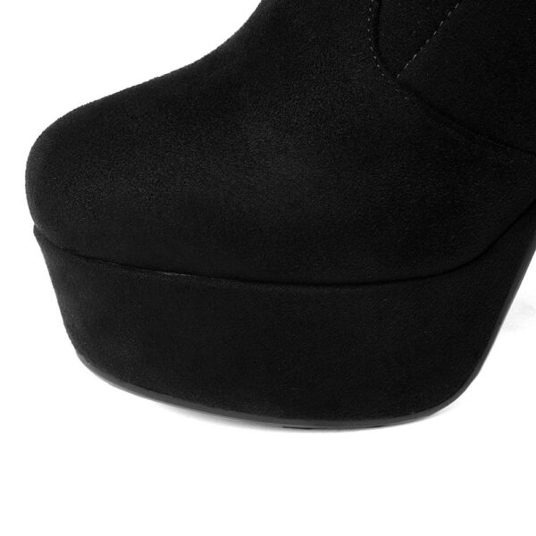 Women's suede stretch platform high heeled thigh high boots sexy tall boots for winter - Image 8