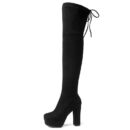 Women's suede stretch platform high heeled thigh high boots sexy tall boots for winter