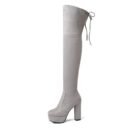 Women's suede stretch platform high heeled thigh high boots sexy tall boots for winter