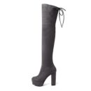 Women's suede stretch platform high heeled thigh high boots sexy tall boots for winter