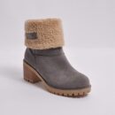 Women's fur lining snow boots block heel non-slip winter boots ankle snow boots