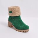 Women's fur lining snow boots block heel non-slip winter boots ankle snow boots