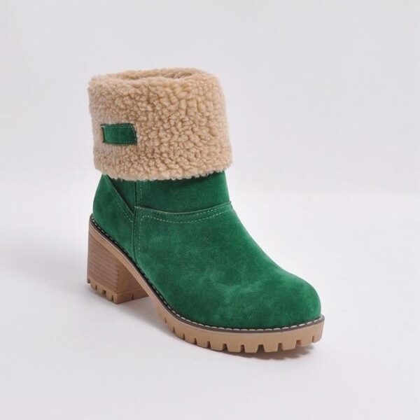 Women's fur lining snow boots block heel non-slip winter boots ankle snow boots - Image 18
