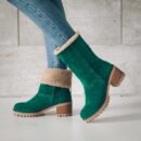 Women's fur lining snow boots block heel non-slip winter boots ankle snow boots
