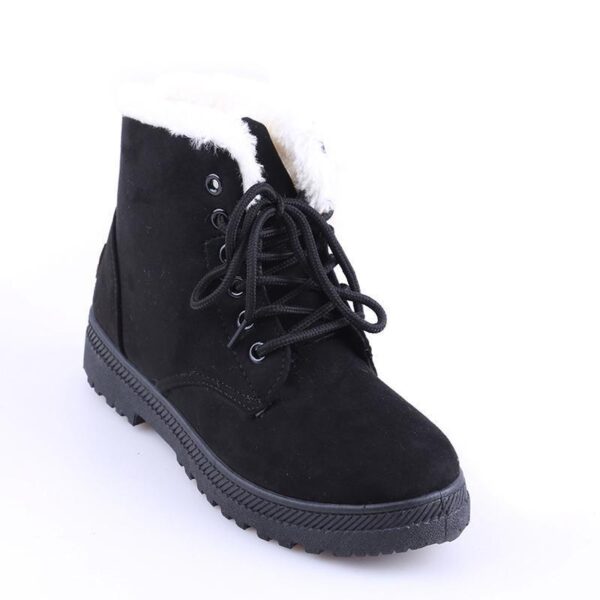 Fur lining lace-up snow boots suede non-slip winter boots for women warm short boots combat boots - Image 6