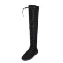 Over the knee lace-up boots fashion low heel thigh high boots with zipper