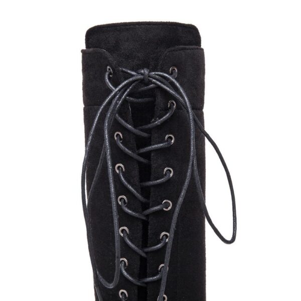 Over the knee lace-up boots fashion low heel thigh high boots with zipper - Image 2