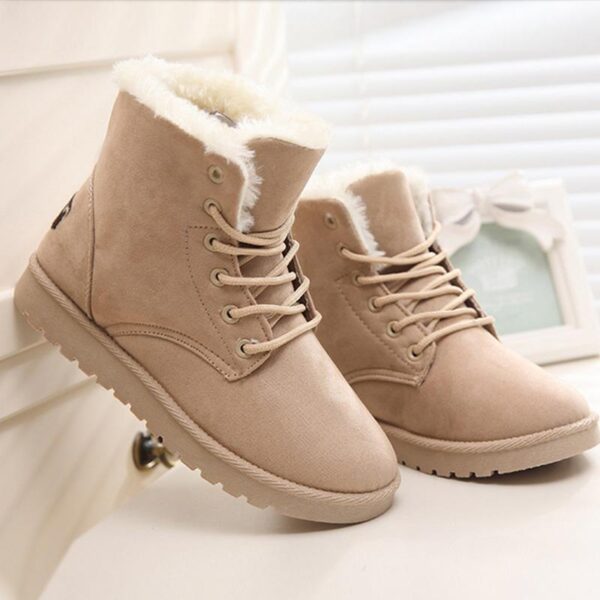 Fur lining lace-up snow boots warm ankle snow boots for women winter warm short boots - Image 4