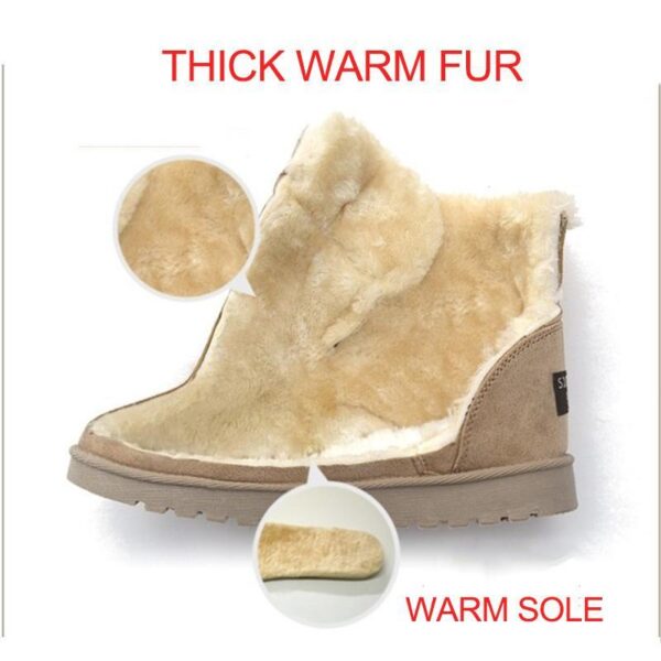 Fur lining lace-up snow boots warm ankle snow boots for women winter warm short boots - Image 2