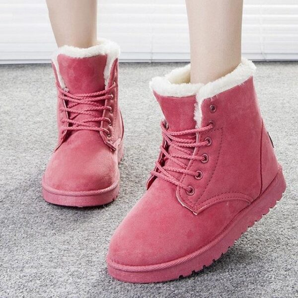 Fur lining lace-up snow boots warm ankle snow boots for women winter warm short boots - Image 9
