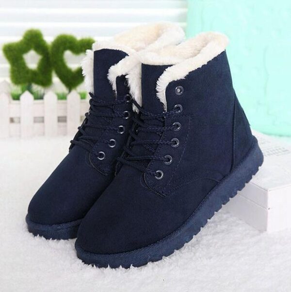 Fur lining lace-up snow boots warm ankle snow boots for women winter warm short boots - Image 14