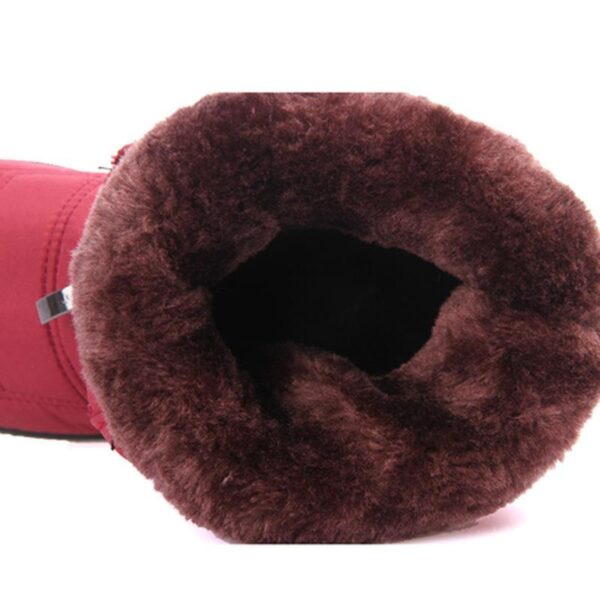 Waterproof fur lining mid calf snow boots low heel winter boots - Image 3