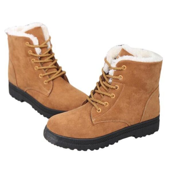 Fur lining lace-up snow boots suede non-slip winter boots for women warm short boots combat boots - Image 9