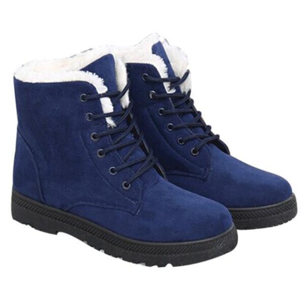 Fur lining lace-up snow boots suede non-slip winter boots for women warm short boots combat boots - Image 4