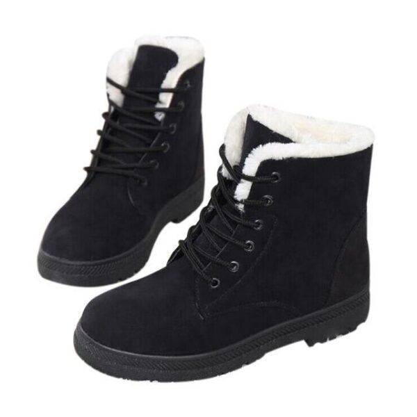 Fur lining lace-up snow boots suede non-slip winter boots for women warm short boots combat boots - Image 7
