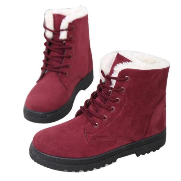 Fur lining lace-up snow boots suede non-slip winter boots for women warm short boots combat boots - Image 15