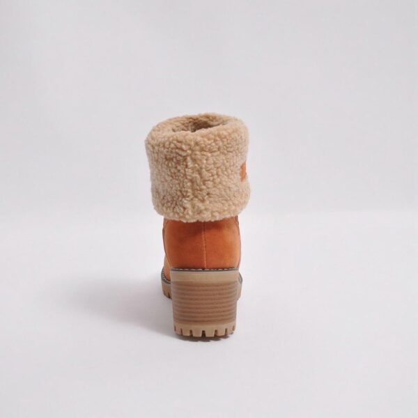 Women's fur lining snow boots block heel non-slip winter boots ankle snow boots - Image 12
