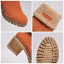 Women's fur lining snow boots block heel non-slip winter boots ankle snow boots